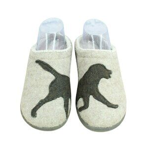 LL Bean Wool Fleece Lined Labrador Dog Motif Daybreak Slipper Scuffs Size 6 M